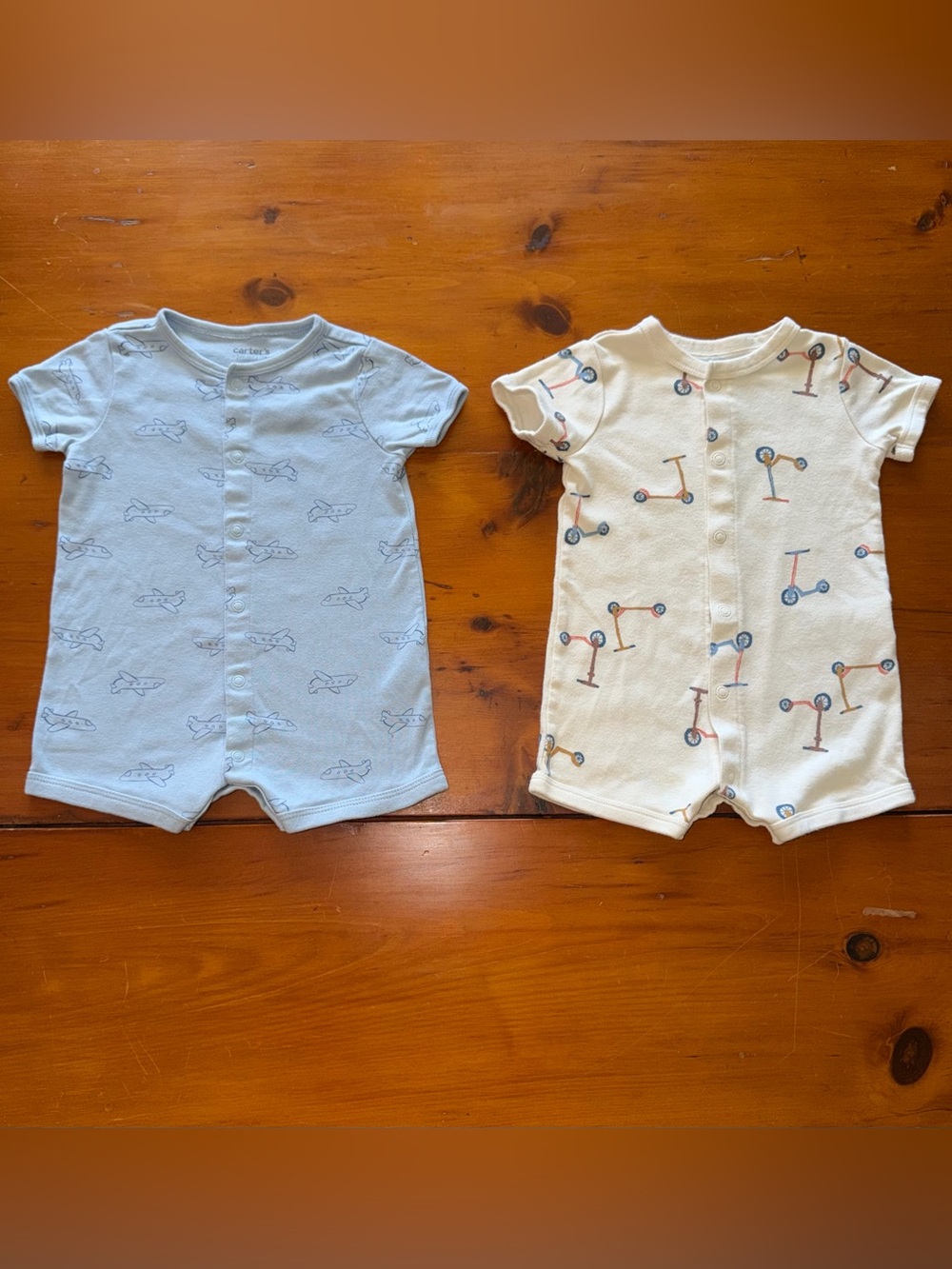 Carter’s Baby Boy Romper Bundle | Airplane + Scooter | 6M